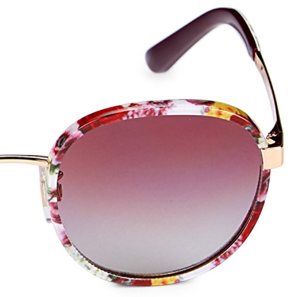 NEW DOLCE & GABBANA 52MM Round Square Floral Rose Print Frame Brown Gradient - Picture 3 of 9